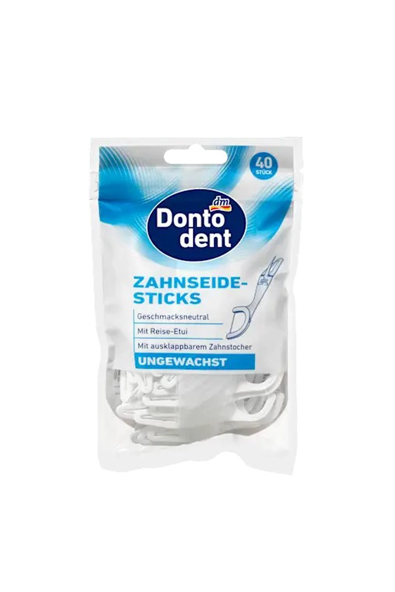 دندان دسته‌دار بدون موم (Zahnseide-Sticks Ungewachst) از برند دن‌تودنت (Dontodent