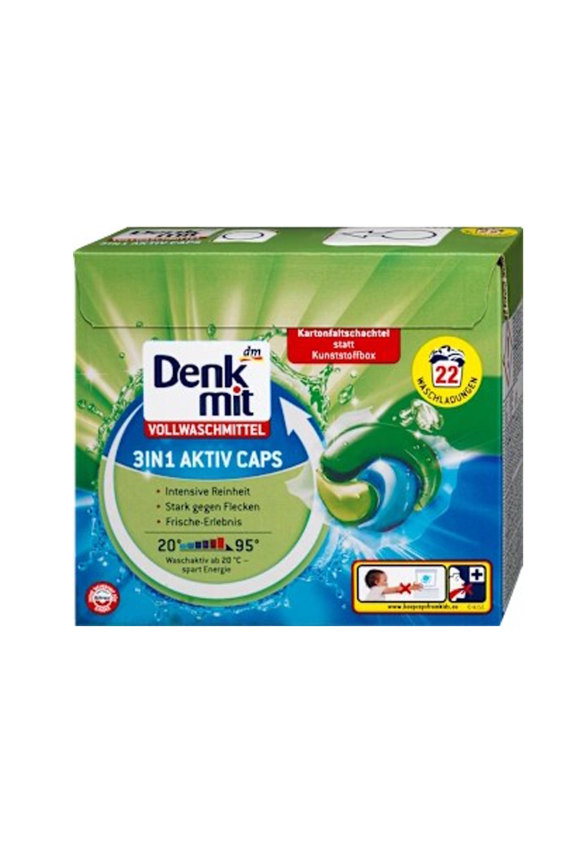 کپسول ۳ در ۱ عمومی لباسشویی دنک‌میت (Denkmit Vollwaschmittel 3in1 Aktiv Caps)